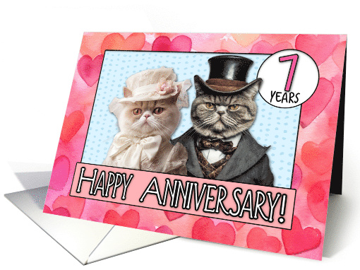 7 Years Wedding Anniversary Cat Bride and Groom card (1795196)