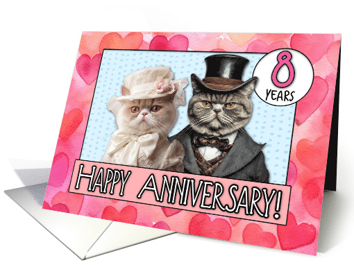 8 Years Wedding Anniversary Cat Bride and Groom card (1795200)