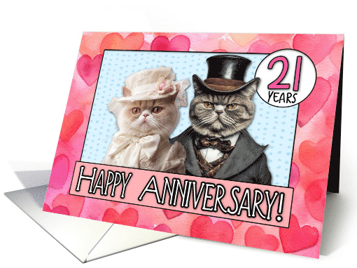 21 Years Wedding Anniversary Cat Bride and Groom card (1795236)