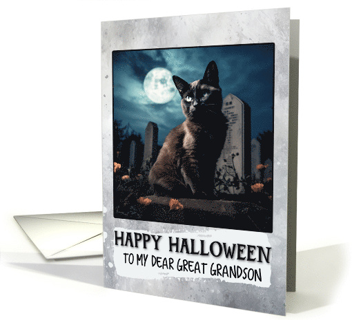 Great Grandson Happy Halloween Black Cat card (1795850)