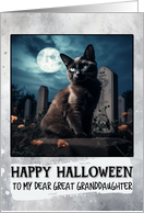 Great Granddaughter Happy Halloween Black Cat card