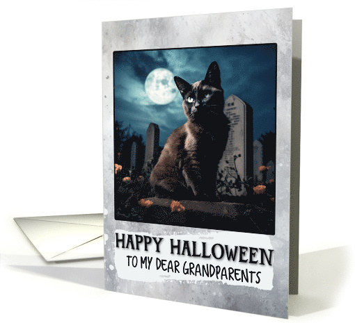 Grandparents Happy Halloween Black Cat card (1795862)