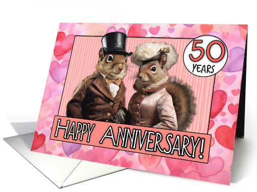 50 Years Wedding Anniversary Squirrel Bride and Groom card (1795884)