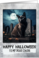 Cousin Happy Halloween Black Cat card