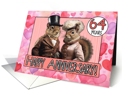 64 Years Wedding Anniversary Squirrel Bride and Groom card (1796636)