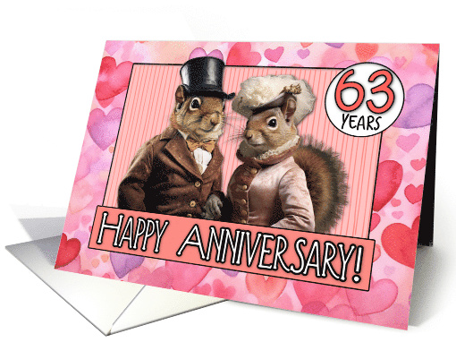 63 Years Wedding Anniversary Squirrel Bride and Groom card (1796638)