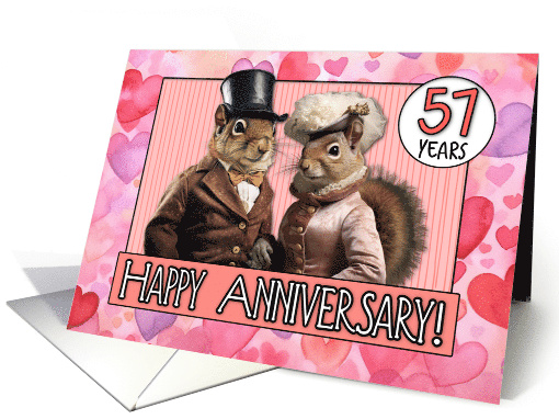 57 Years Wedding Anniversary Squirrel Bride and Groom card (1796652)
