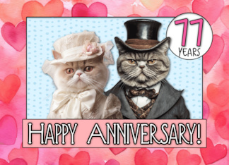 77 Years Wedding Anniversary Cat Bride and Groom