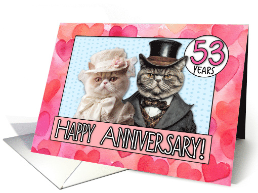 53 Years Wedding Anniversary Cat Bride and Groom card (1796750)