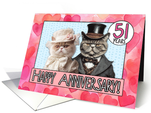 51 Years Wedding Anniversary Cat Bride and Groom card (1796754)