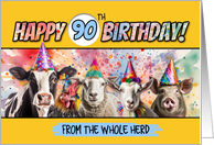 90 Years Old Happy Birthday Herd card