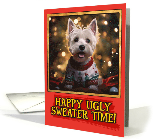 West Highland White Terrier Ugly Sweater Christmas card (1798606)