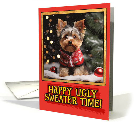 Yorkshire Terrier Ugly Sweater Christmas card (1798608)