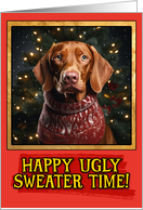 Vizsla Ugly Sweater Christmas card