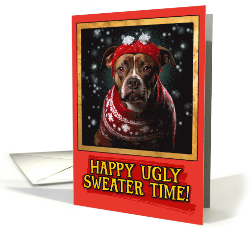 Stafforshire Terrier Ugly Sweater Christmas card (1798612)