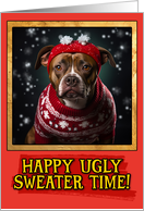 Stafforshire Terrier Ugly Sweater Christmas card