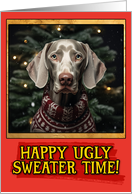 Weimaraner Ugly Sweater Christmas card