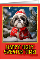 Shih Tzu Ugly Sweater Christmas card