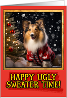 Shetland Sheepdog Ugly Sweater Christmas card