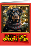 Rottweiler Ugly Sweater Christmas card