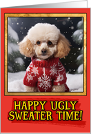Poodle Ugly Sweater Christmas card