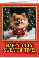 Pomeranian Ugly Sweater Christmas card