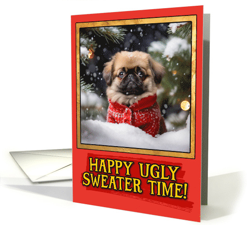 Pekingese Ugly Sweater Christmas card (1798646)