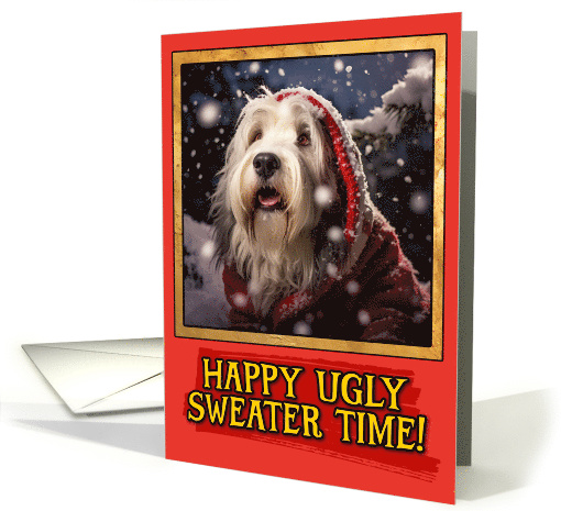 Old English Sheepdog Ugly Sweater Christmas card (1798648)