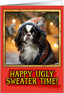 Japanese Chin Ugly Sweater Christmas card