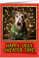 Irish Wolfhound Ugly Sweater Christmas card