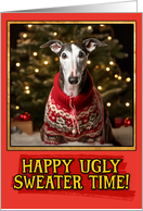 Greyhound Ugly Sweater Christmas card