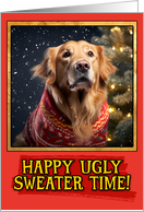 Golden Retriever Ugly Sweater Christmas card