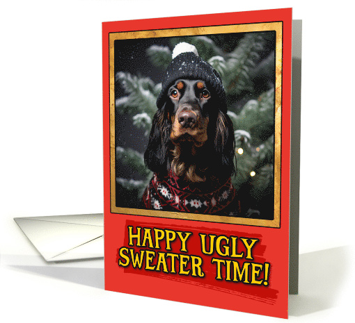 Gordon Setter Ugly Sweater Christmas card (1798760)