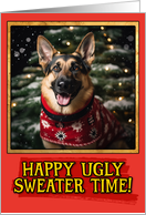 German Shepherd Ugly Sweater Christmas card