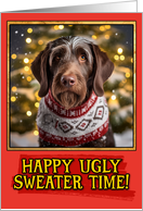 German Pointer Wirehair Ugly Sweater Christmas card
