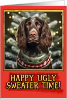 German Pointer Longhair Ugly Sweater Christmas card