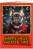 French Bulldog Ugly Sweater Christmas card