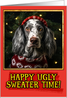 English Setter Ugly Sweater Christmas card