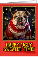 English Bulldog Ugly Sweater Christmas card
