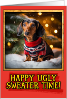 Dachshund Ugly Sweater Christmas card