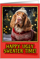 Clumber Spaniel Ugly Sweater Christmas card