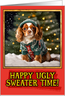 Cavalier King Charles Spaniel Ugly Sweater Christmas card