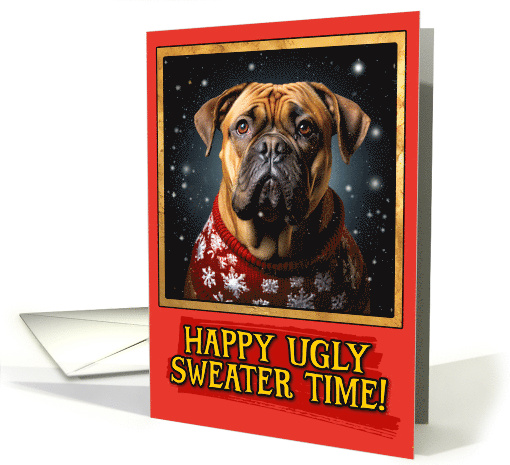 Bull Mastiff Ugly Sweater Christmas card (1798986)