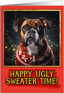 Boxer Ugly Sweater Christmas card