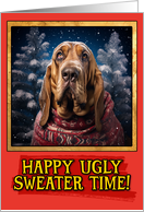 Bloodhound Ugly Sweater Christmas card