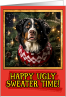 Bernese Mountain Dog Ugly Sweater Christmas card