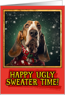 Basset Hound Ugly Sweater Christmas card