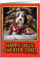 Bearded Collie Ugly Sweater Christmas card