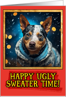 Australian Cattle Dog Ugly Sweater Christmas card