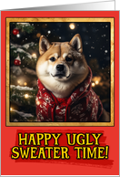 Akita Ugly Sweater Christmas card